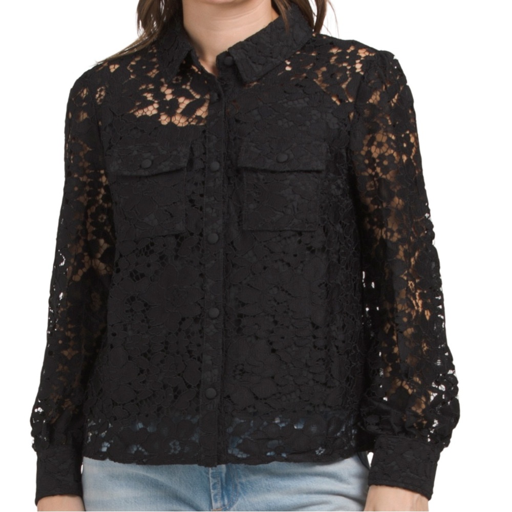 Elegant Black Lace Women's Blouse